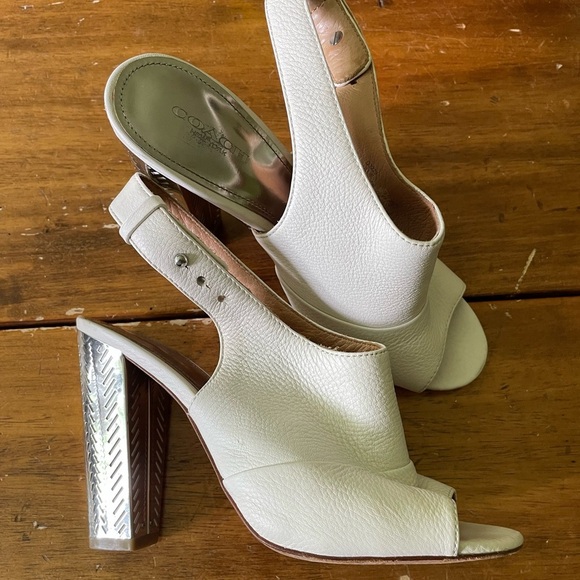 Coach Cream Leather Slingback Heels - Picture 1 of 8